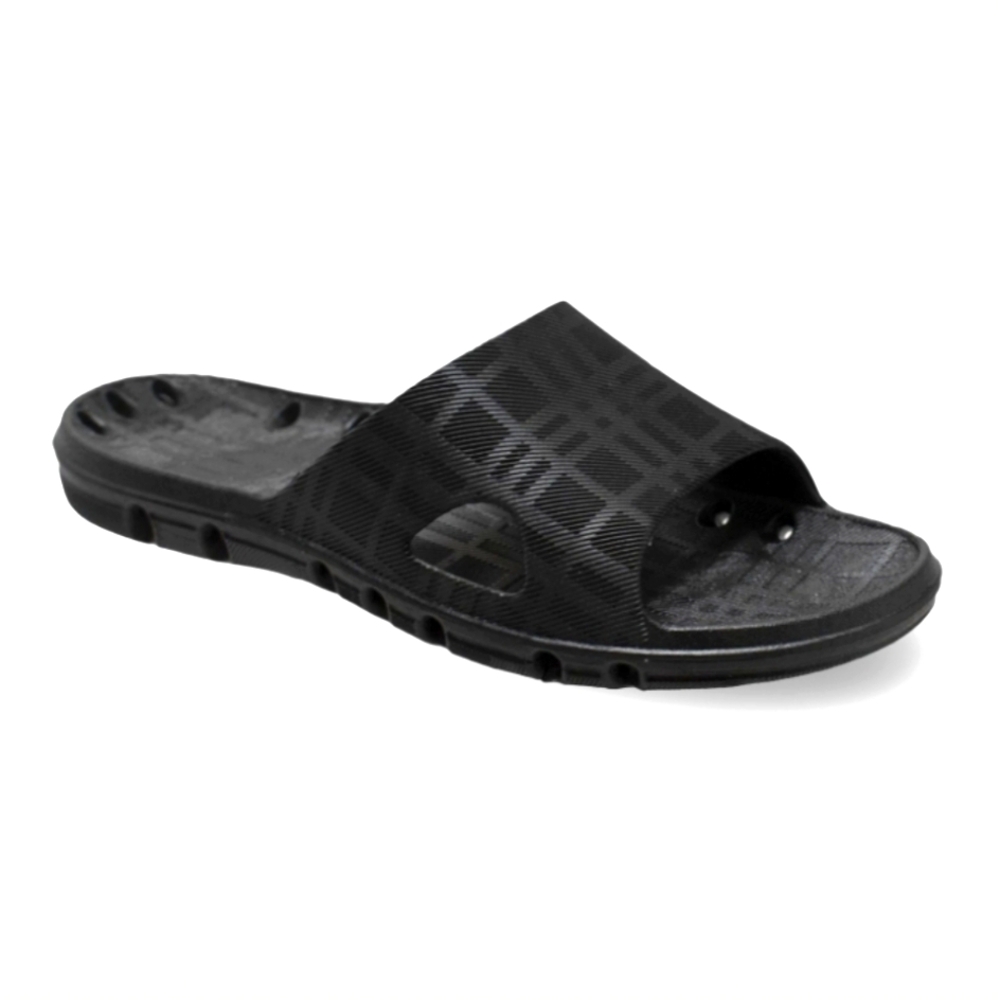 AdTec Classic Slides Sandals Black Plaid Sz 9 NWT